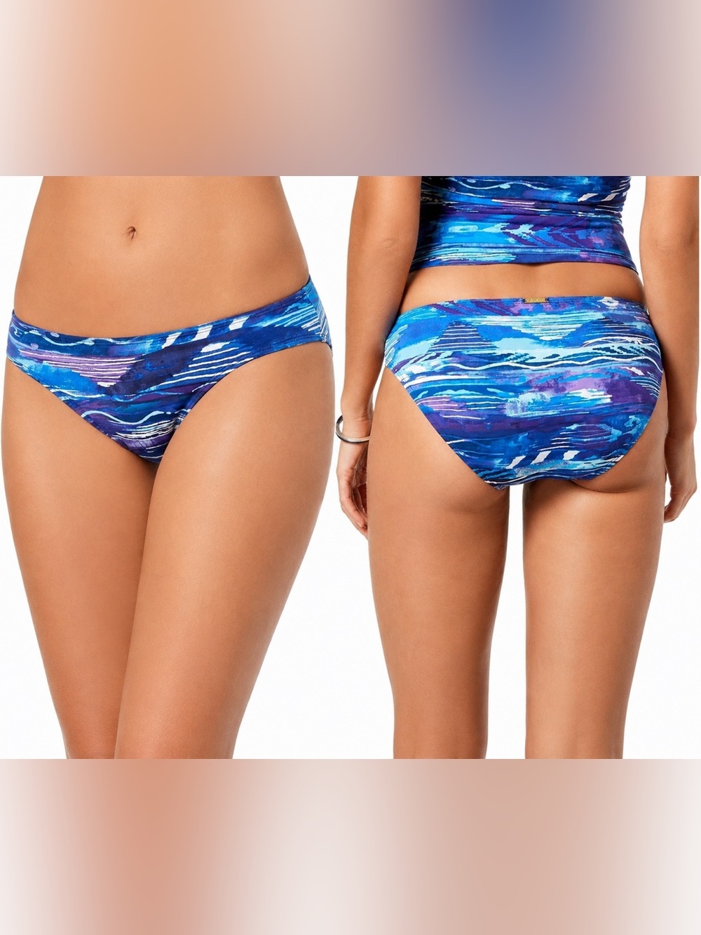 Lauren Ralph Lauren Blue Abstract Bikini Bottoms Size 16 XL US Plus Swim NWOT